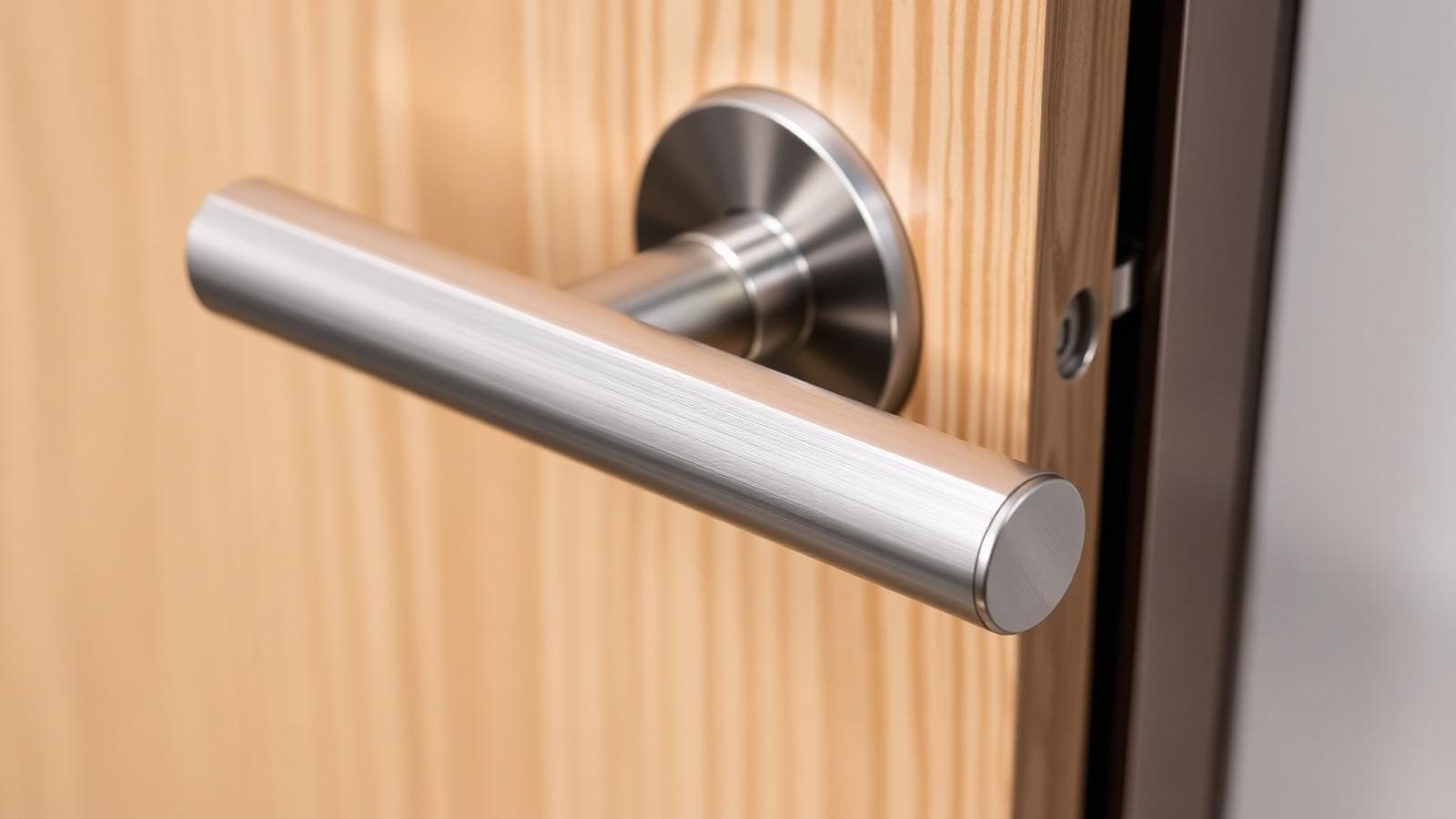 Brushed stainless steel commercial door lever